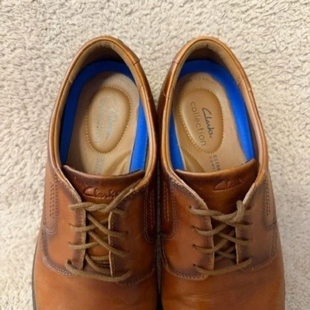 Clarks Whiddon Cap Mens Tan Leather Derby Dress Shoes Size 13 M Plain Toe 15103